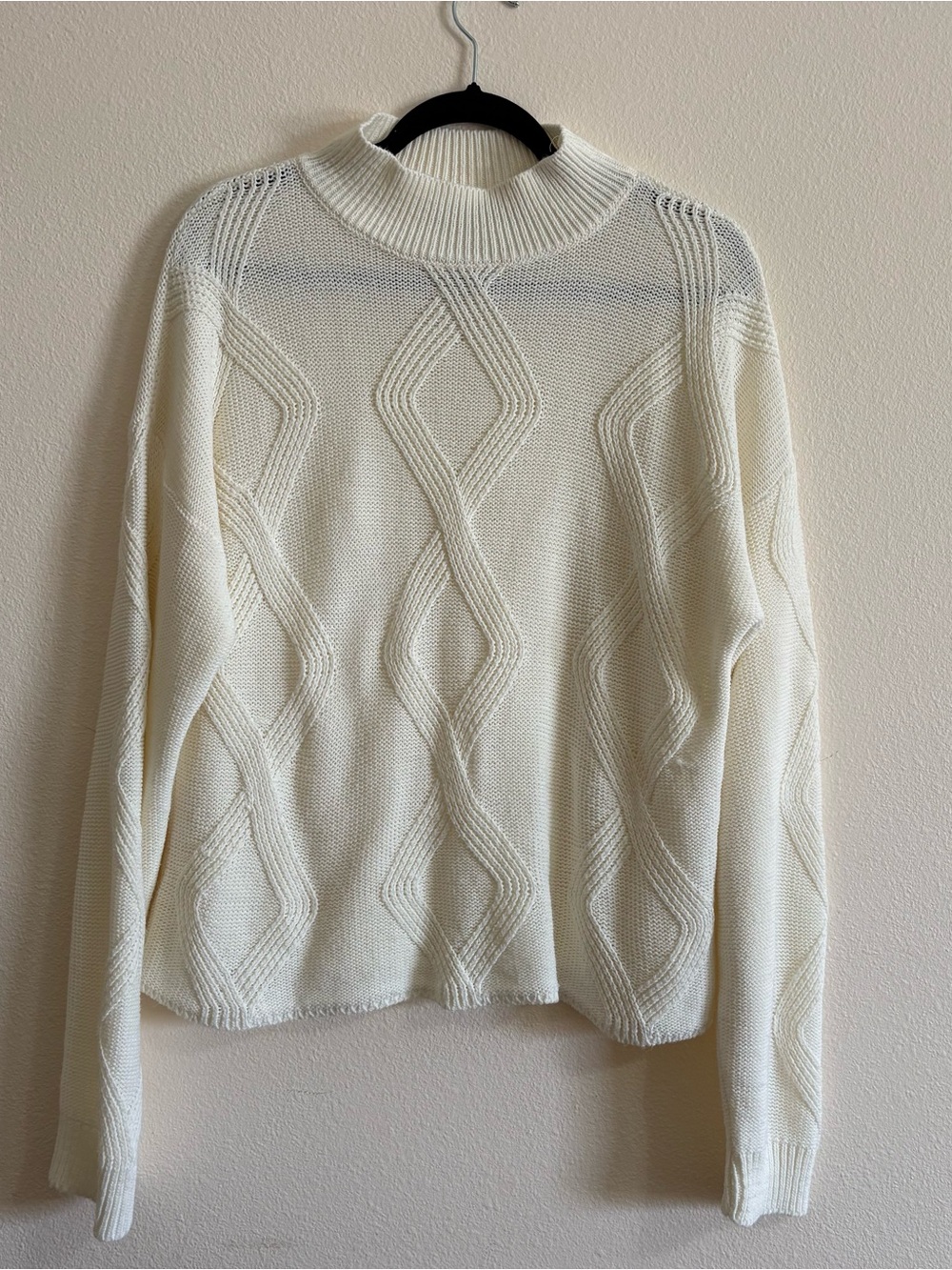 Cream Cable Knit Mock Neck Women’s Sweater